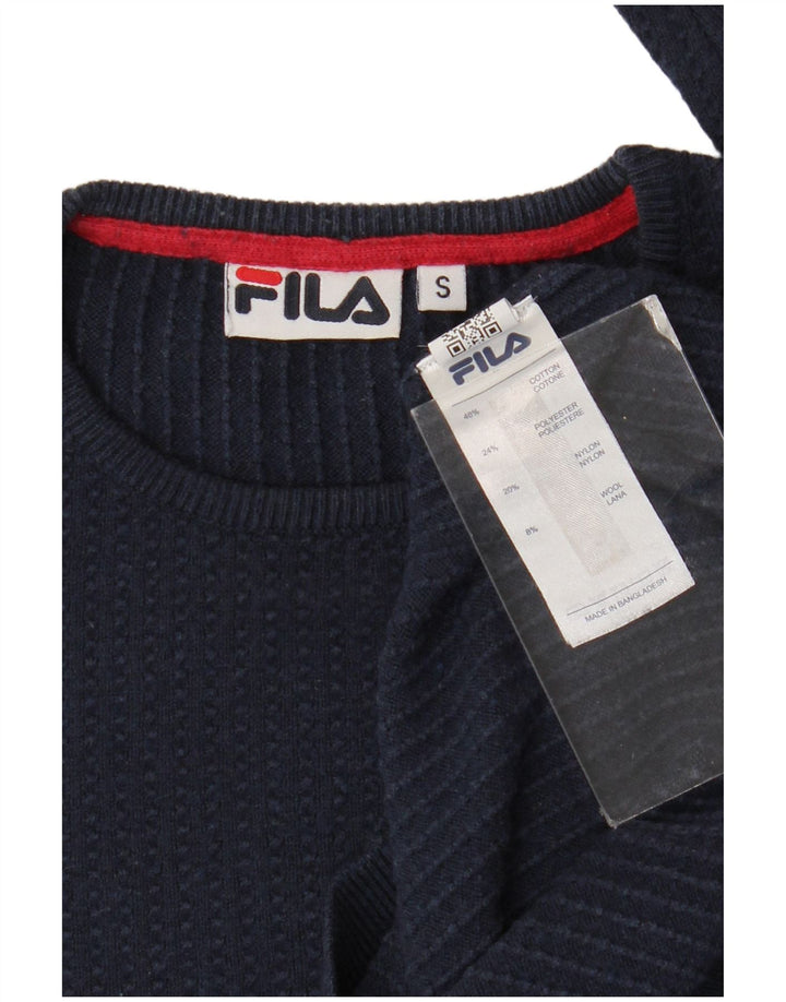 Pulover Fila pentru bărbați cu gât crew pulover mic din bumbac bleumarin