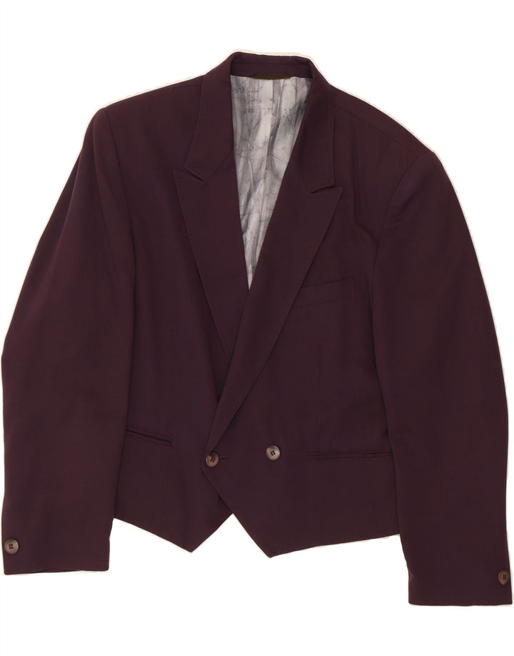 VINTAGE Womens Double Breasted Blazer Jacket IT 46 Large Purple Polyester Vintage Vintage and Second-Hand Vintage from Messina Hembry 