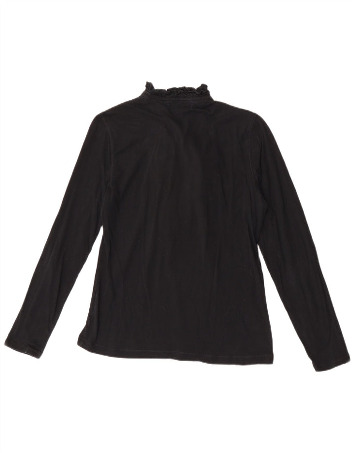Ralph Lauren pentru femei cu volan în față cu mânecă lungă UK 12 mediu negru