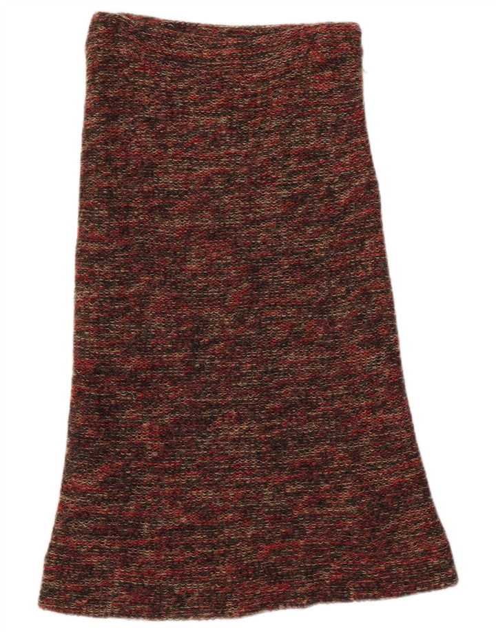 Fustă A-Line tricotată Vintage pentru femei W27 Lână mică multicoloră cu pete