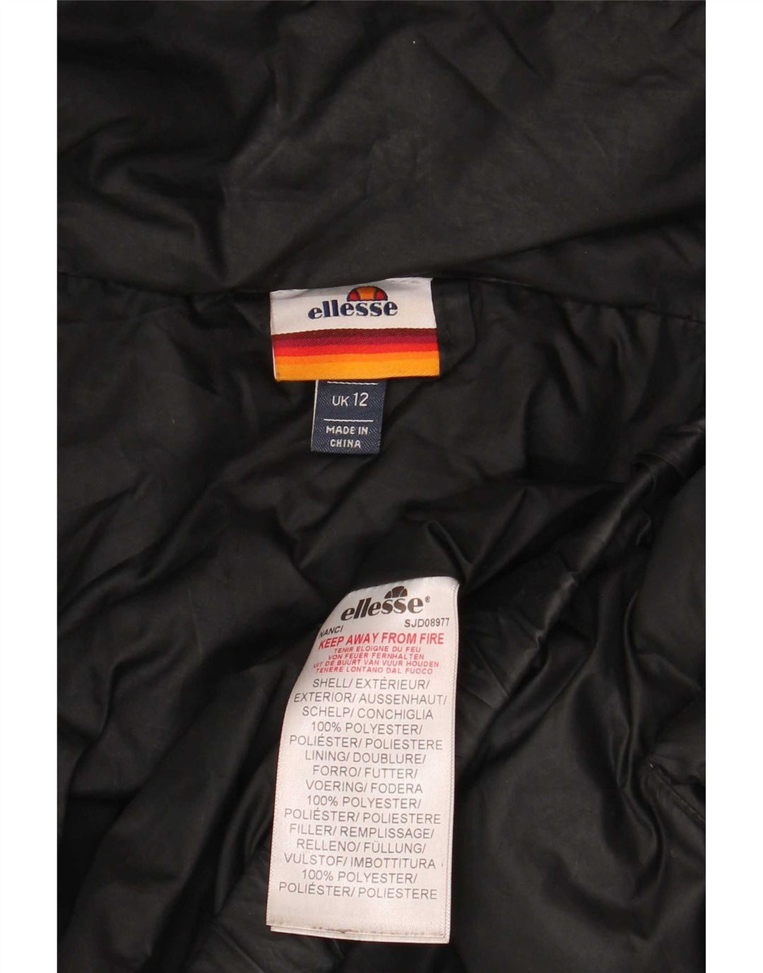 Jachetă căptușită supradimensionată cu glugă pentru femei Ellesse UK 12 Poliester mediu negru
