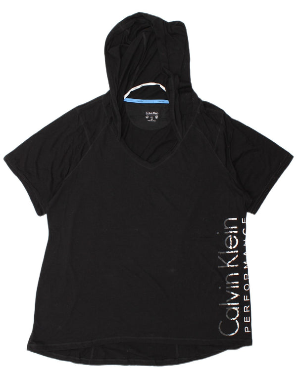 Tricou grafic supradimensionat Calvin Klein pentru femei, UK 20 2XL, bumbac negru