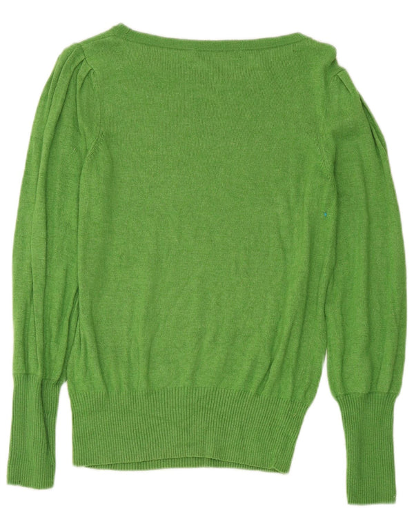 Pulover pentru femei Marks & Spencer cu gât de barcă, UK 12, viscoză verde medie