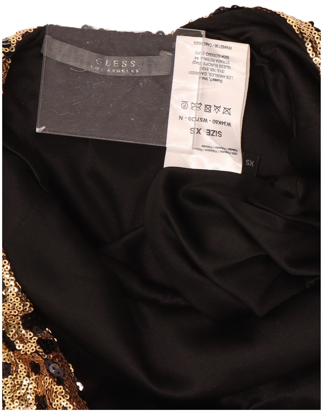 Rochie GUESS pentru femei cu mâneci lungi, cu paiete, bodycon, UK 6 XS, auriu, geometric