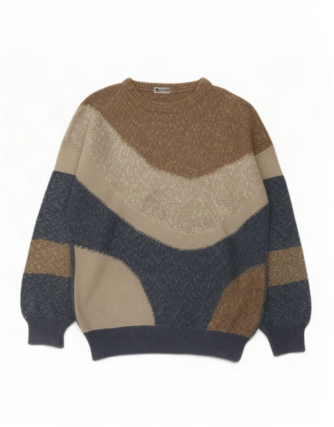 Pulover Fiume pentru bărbați cu gât roșu, bumbac color block, mediu multicolor