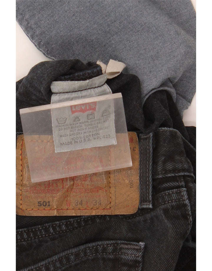Blugi drepti pentru bărbați LEVI'S 501 W34 L34 bumbac negru
