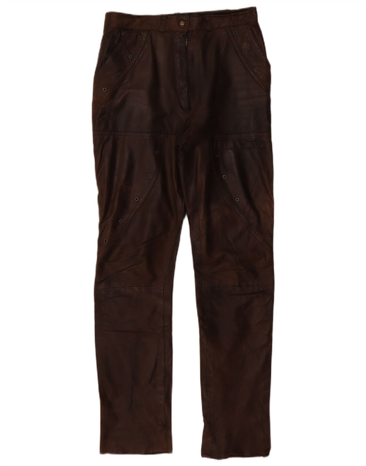VINTAGE Pantaloni drepti din piele pentru femei EU 36 Small W28 L30 Piele maro