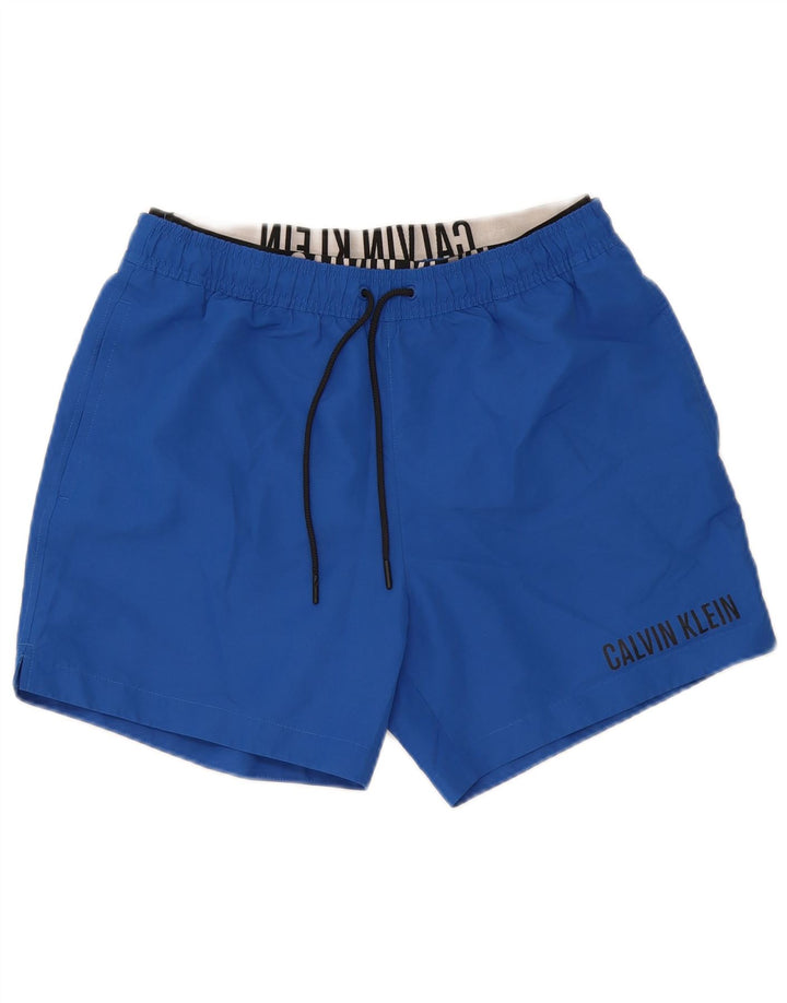 Pantaloni scurți de înot grafic Calvin Klein pentru bărbați, poliester albastru mediu