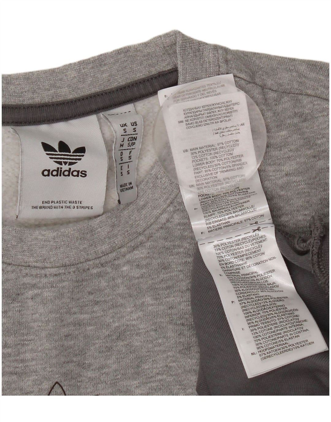 Pulover ADIDAS pentru bărbați, bumbac color bloc, gri mic