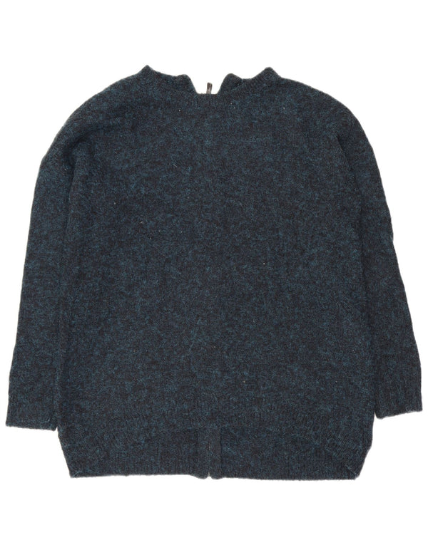 Pulover cardigan supradimensionat pentru femei Topshop UK 10 mic albastru acrilic cu pături