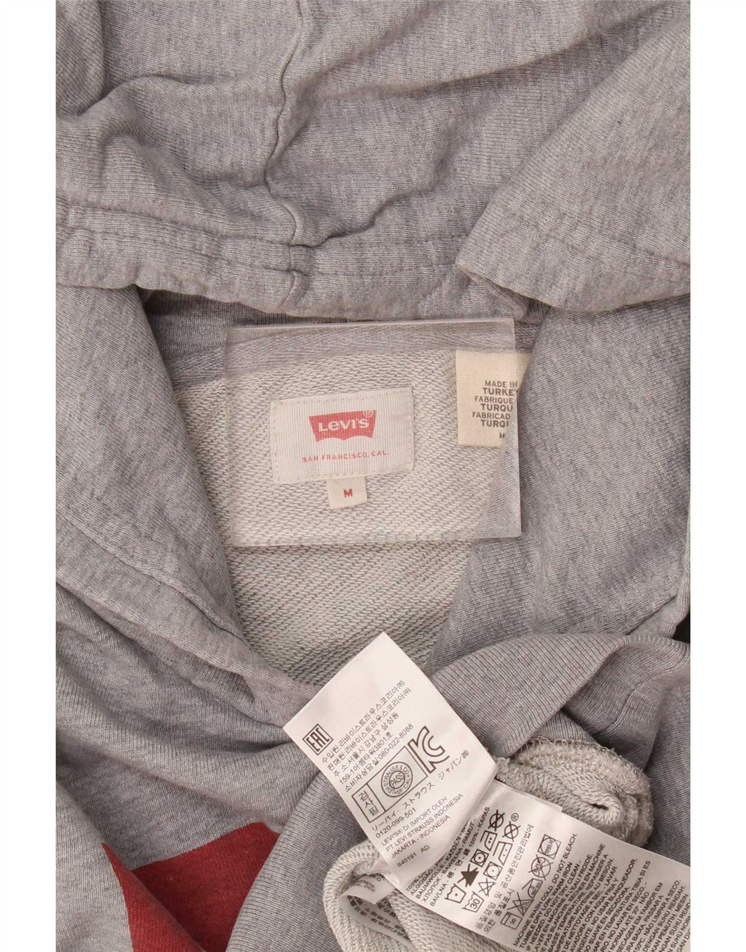 Pulover Levi's pentru bărbați cu capota cu grafică, din bumbac cu pete, gri mediu