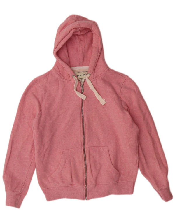JACK WILLS Pulover cu capotă supradimensionat cu fermoar pentru femei UK 10 mic bumbac roz