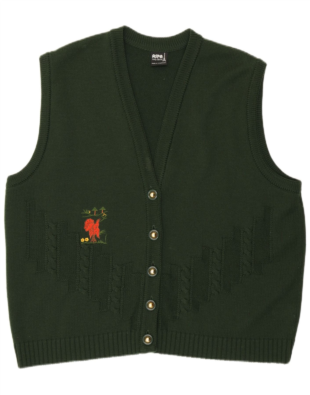 Pulover cardigan fără mâneci pentru femei Aspa EU 46 XL verde poliacrilic