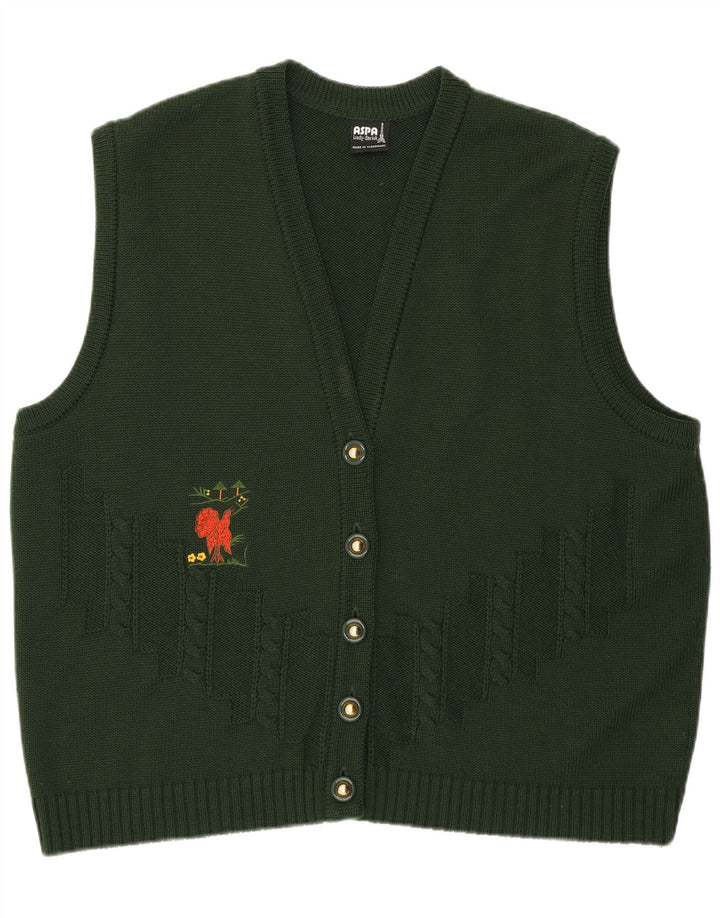 Pulover cardigan fără mâneci pentru femei Aspa EU 46 XL verde poliacrilic