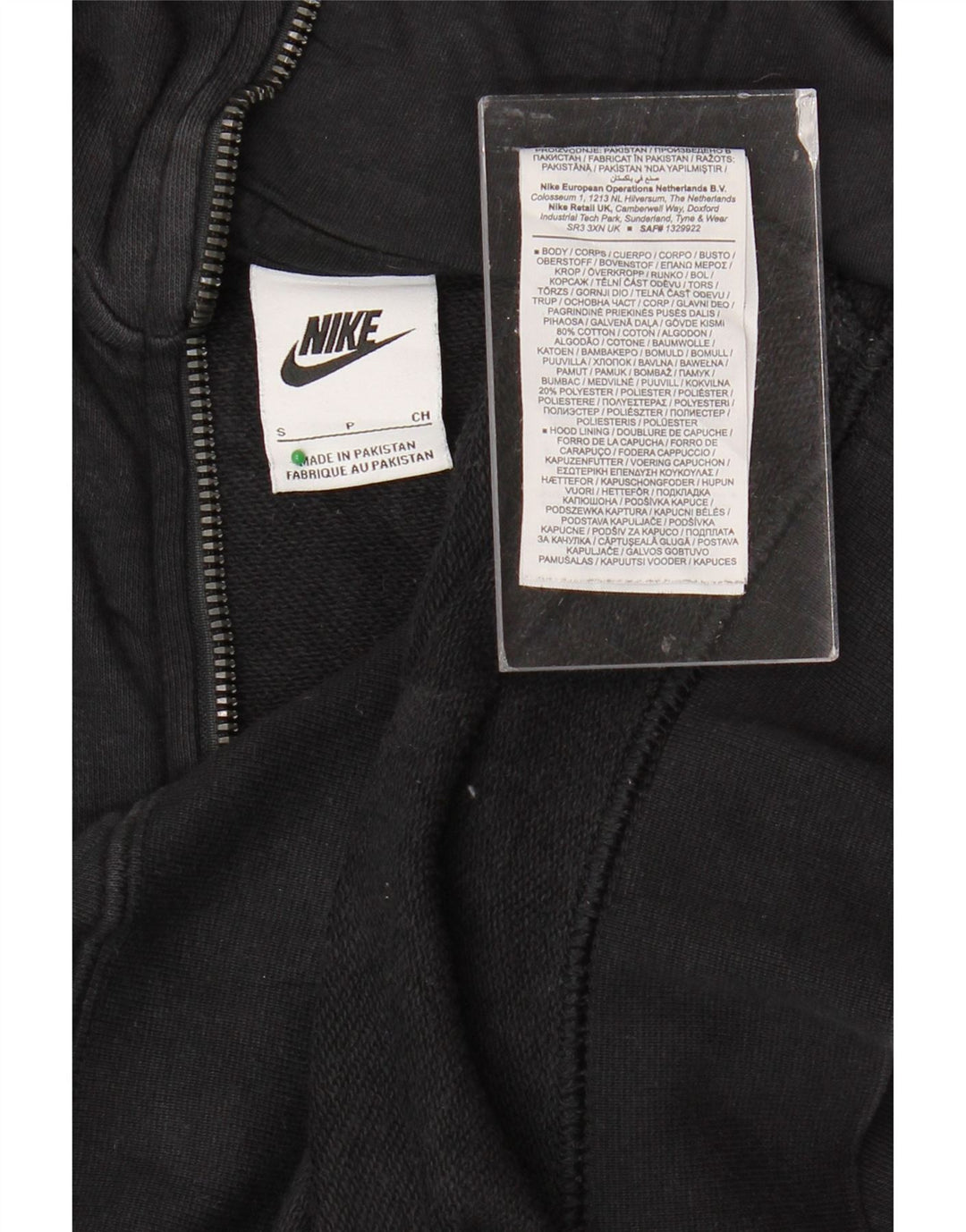 Pulover NIKE pentru femei, supradimensionat, cu fermoar, bumbac negru, UK 10
