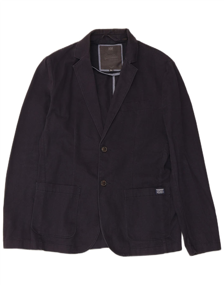 Jachetă Superdry pentru bărbați cu 2 nasturi, UK 40, mare, albastru bleumarin, bumbac