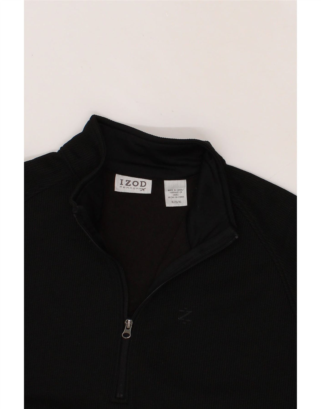 IZOD Mens Zip Neck Sweatshirt Jumper XL Black Polyester Vintage Izod and Second-Hand Izod from Messina Hembry 