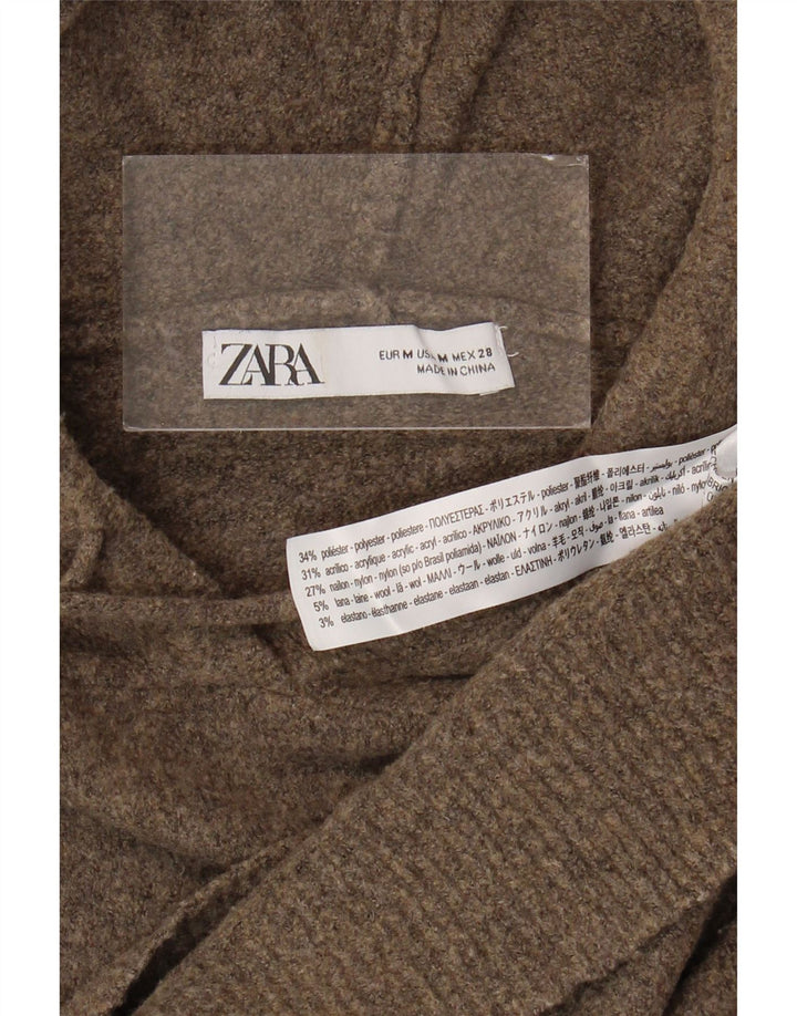 Pulover supradimensionat cu glugă pentru femei Zara UK 14 Poliester maro mediu
