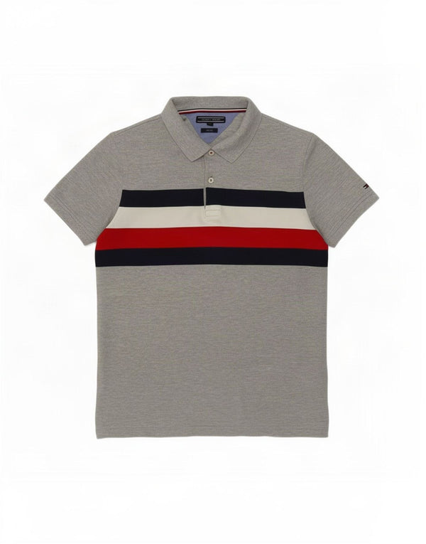Tricou polo pentru bărbați Tommy Hilfiger, slim fit, gri mediu, bloc de culoare