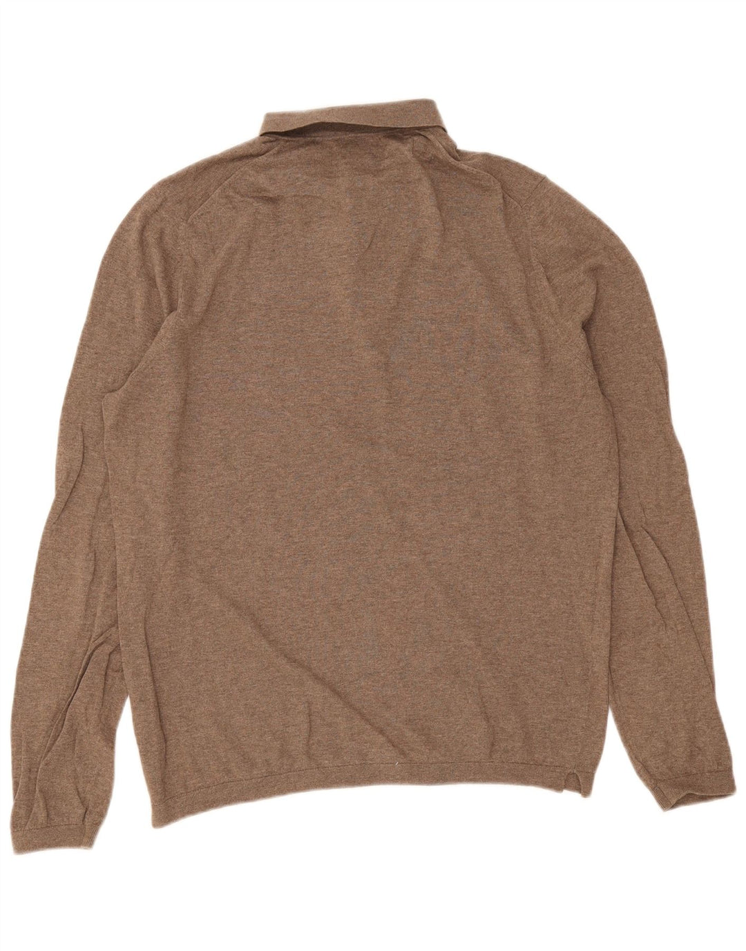 Massimo Dutti Pulover cu gât polo pentru bărbați, bumbac maro mare