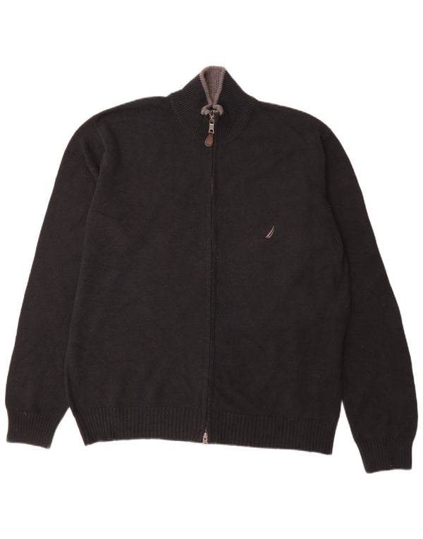 Pulover Nautica pentru bărbați cardigan mare bumbac bleumarin