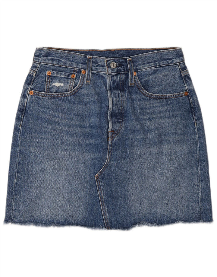 Fusta de blugi pentru femei Levi's W28 bumbac albastru mediu