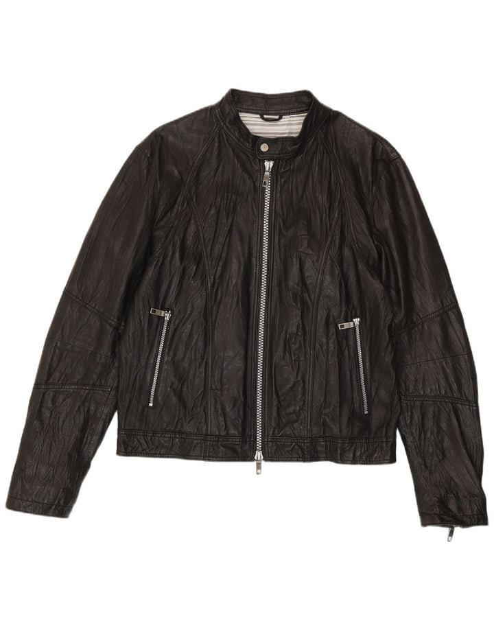 Geacă din piele vintage pentru bărbați IT 52 XL din piele neagră