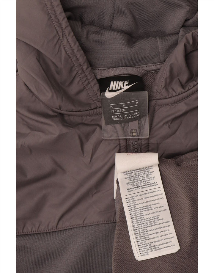 Pulover Nike pentru băieți, cu fermoar, 10-11 ani, gri mediu, poliester bloc de culoare