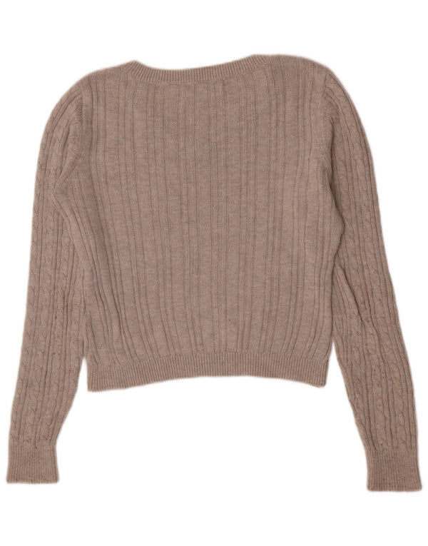 Pulover Hollister pentru femei cu decolteu în V, UK 10, bumbac, bej mic