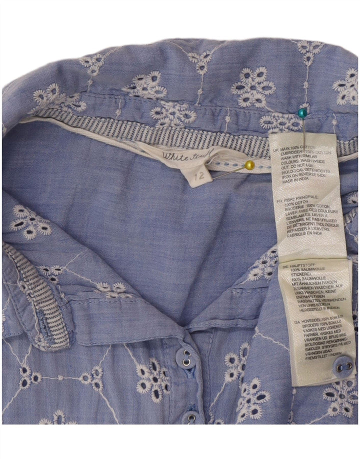 Cămașă cu mânecă scurtă pentru femei White Stuff UK 12 Medium Blue Floral Bumbac