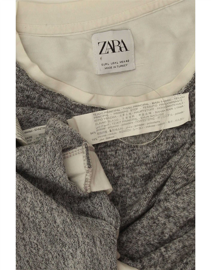 Pulover pentru damă Zara, cu gât turnut, UK 16, mare, gri, poliester