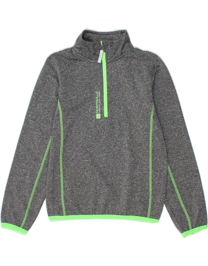 NORTHVILLE Boys Zip Neck Pullover Tracksuit Top 8-9 Years Grey Flecked Vintage Northville and Second-Hand Northville from Messina Hembry 