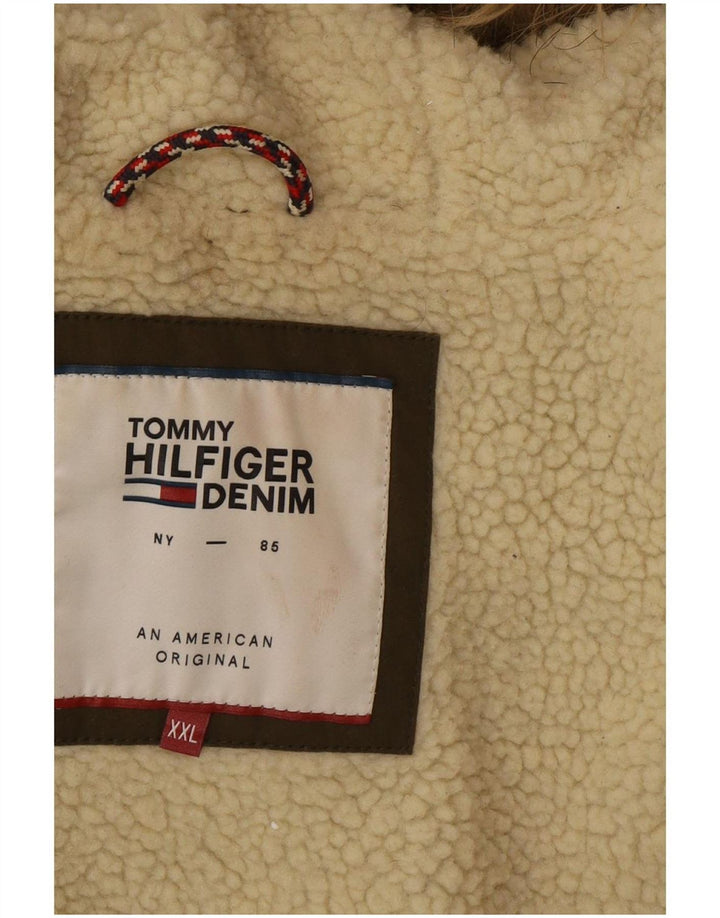 Jachetă parka cu glugă Tommy Hilfiger pentru bărbați UK 44 2XL Kaki Poliester