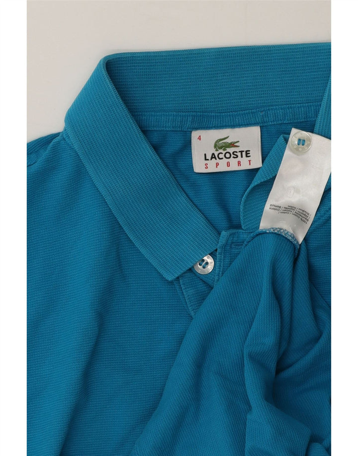 Tricou polo Lacoste pentru bărbați, mărimea 4, bumbac albastru mediu