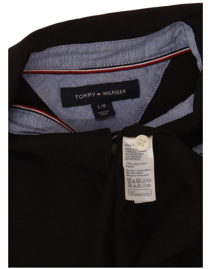 Tricou polo Tommy Hilfiger pentru bărbați, mare, negru, bumbac