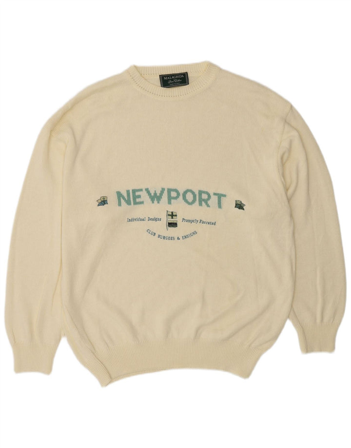 Pulover pentru bărbați Malagrida cu decolteu rotund, XL, bej, bumbac