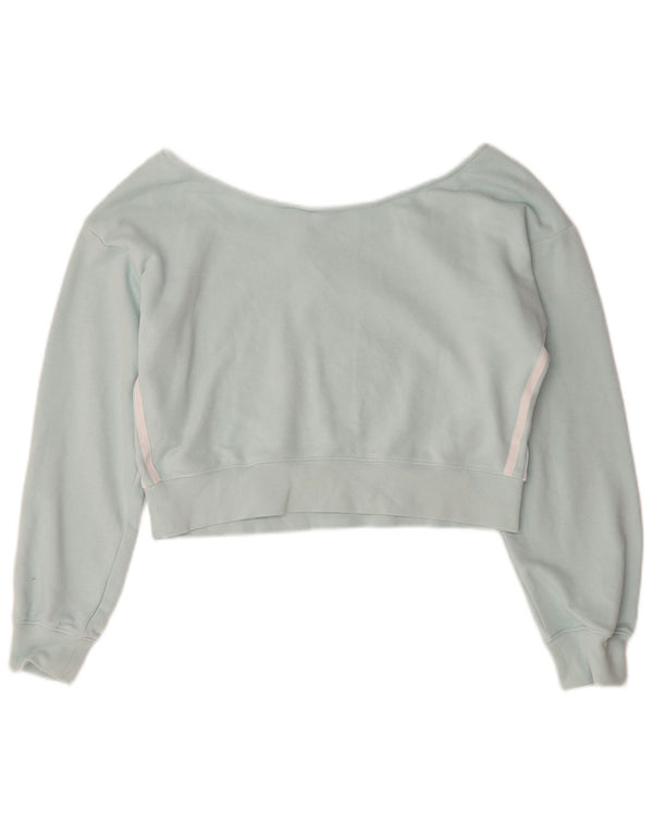 Top supradimensionat pentru femei Adidas, cu umăr deschis, UK 10, bumbac turcoaz mic