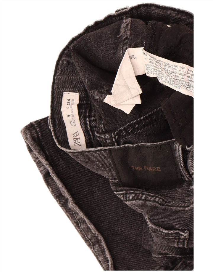 Zara Fete Blugi Evazați 8-9 Ani L24 L23 Bumbac Negru