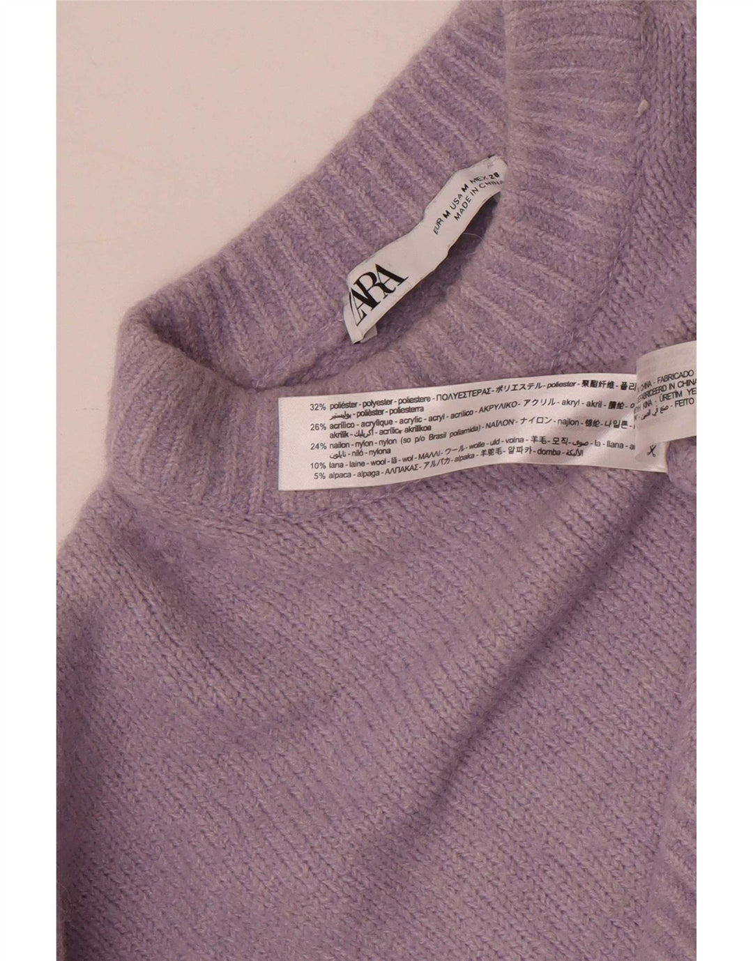 Pulover pentru femei Zara Crop Crew Gate UK 14 Poliester violet mediu