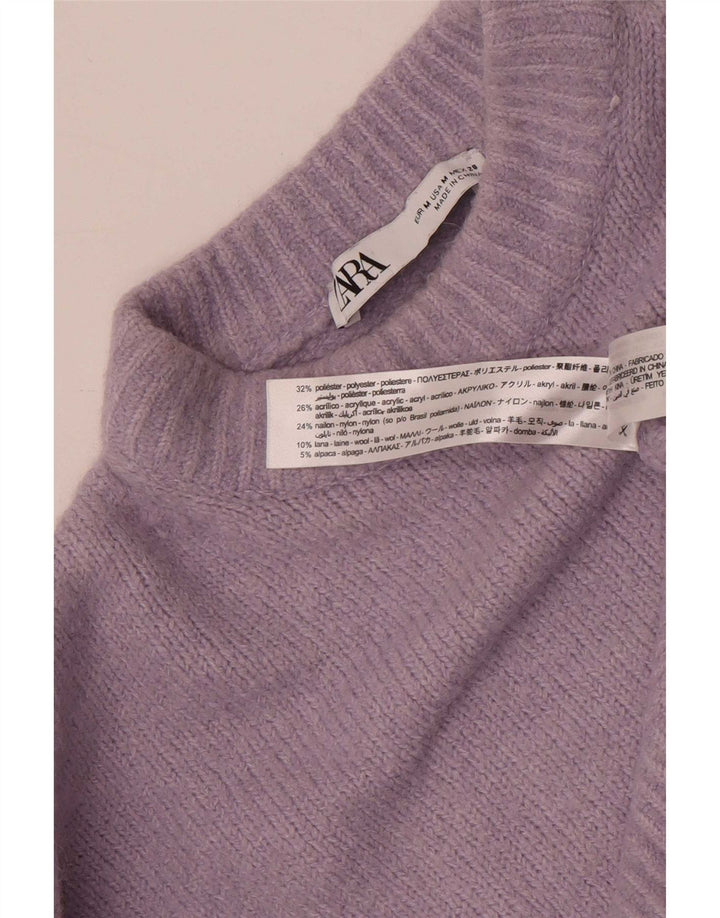 Pulover pentru femei Zara Crop Crew Gate UK 14 Poliester violet mediu