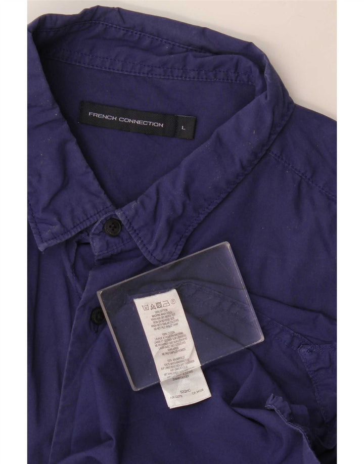Cămașă pentru bărbați French Connection Slim Fit, mare, albastru bleumarin, bumbac