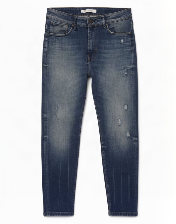 Blugi skinny distressed pentru bărbați Zara EU 42 Large W32 L26 Blue Bumbac