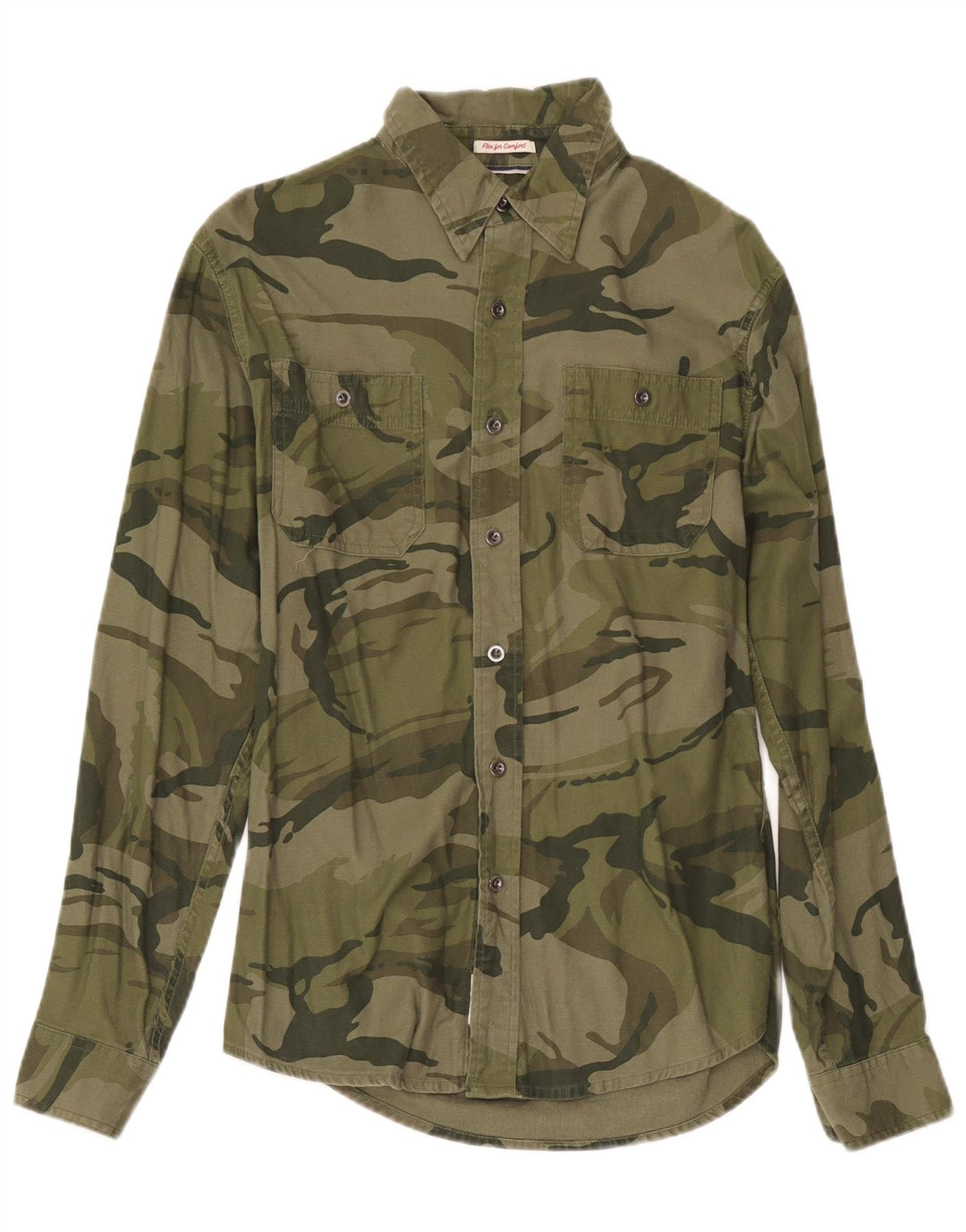 Cămașă pentru bărbați Wrangler, bumbac, camuflat, kaki
