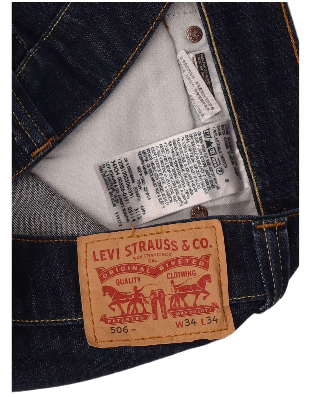 Blugi 506 drepti pentru bărbați Levi's L34 L34 Bumbac bleumarin