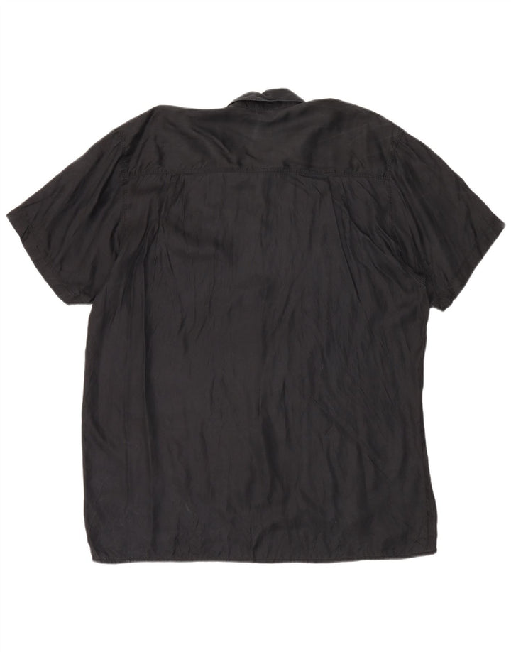 LES CHEMISES Mens Short Sleeve Shirt Large Black