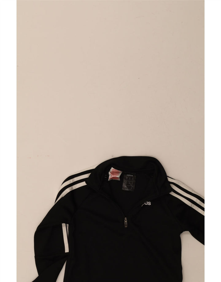 ADIDAS Boys Climalite Zip Neck Pullover Tracksuit Top 7-8 Years Black Vintage Adidas and Second-Hand Adidas from Messina Hembry 