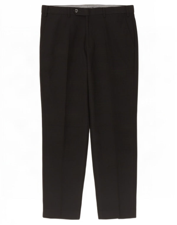 Pantaloni de costum pentru bărbați Marks & Spencer, cu ajustare normală, L34 L29, poliester negru