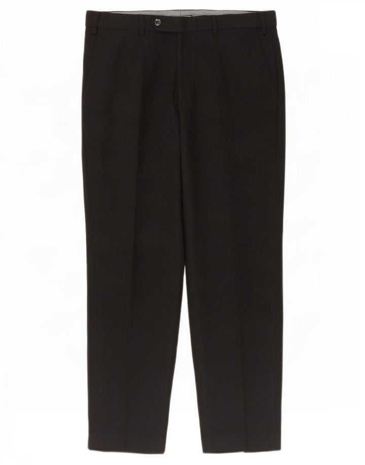 Pantaloni de costum pentru bărbați Marks & Spencer, cu ajustare normală, L34 L29, poliester negru