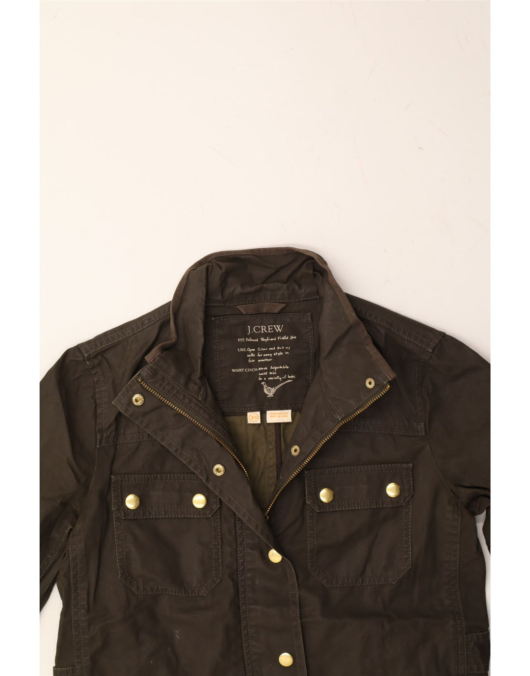 J. CREW Womens Oversized Utility Jacket UK 6 XS Brown Cotton Vintage J. Crew and Second-Hand J. Crew from Messina Hembry 