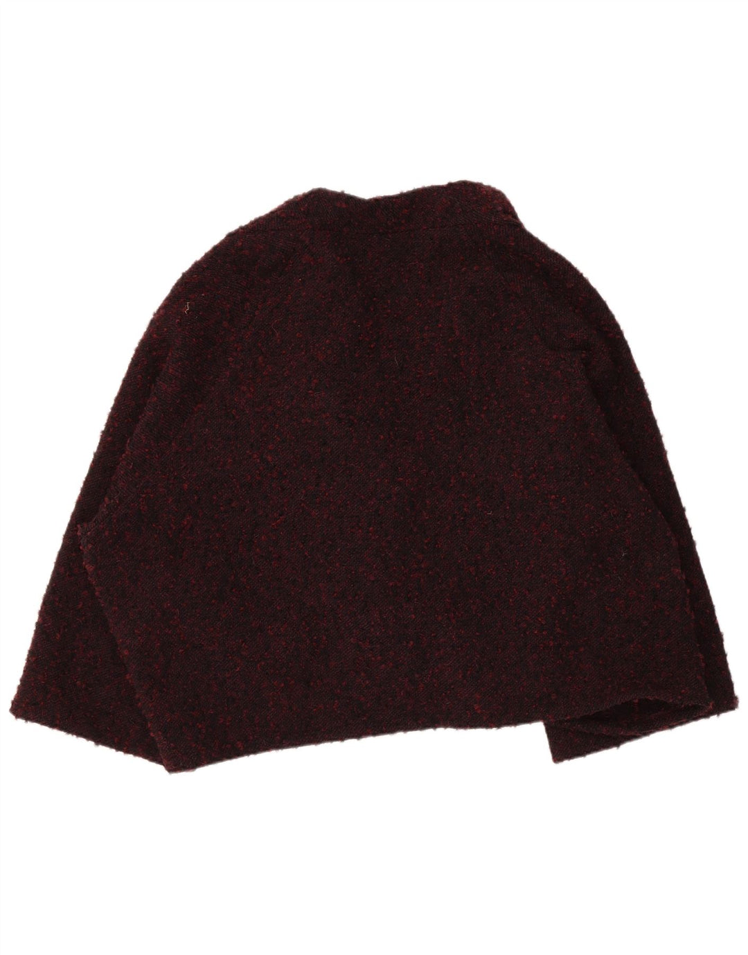 Pulover Vintage Poncho Cardigan Deschis pentru Damă Mărime Unică Lână Pete Bordeaux